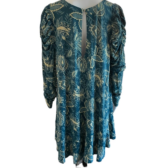 Free People "Hello Lover" Women's Size L/G Mini Dress Tunic Top Blue/Green/Cream - Picture 14 of 15
